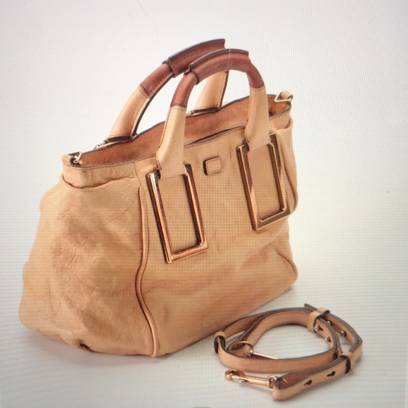 #0160 Chloe’ Mini Ethel Satchel in Tan Textured Leather and Attachable Strap - Picture 2 of 16